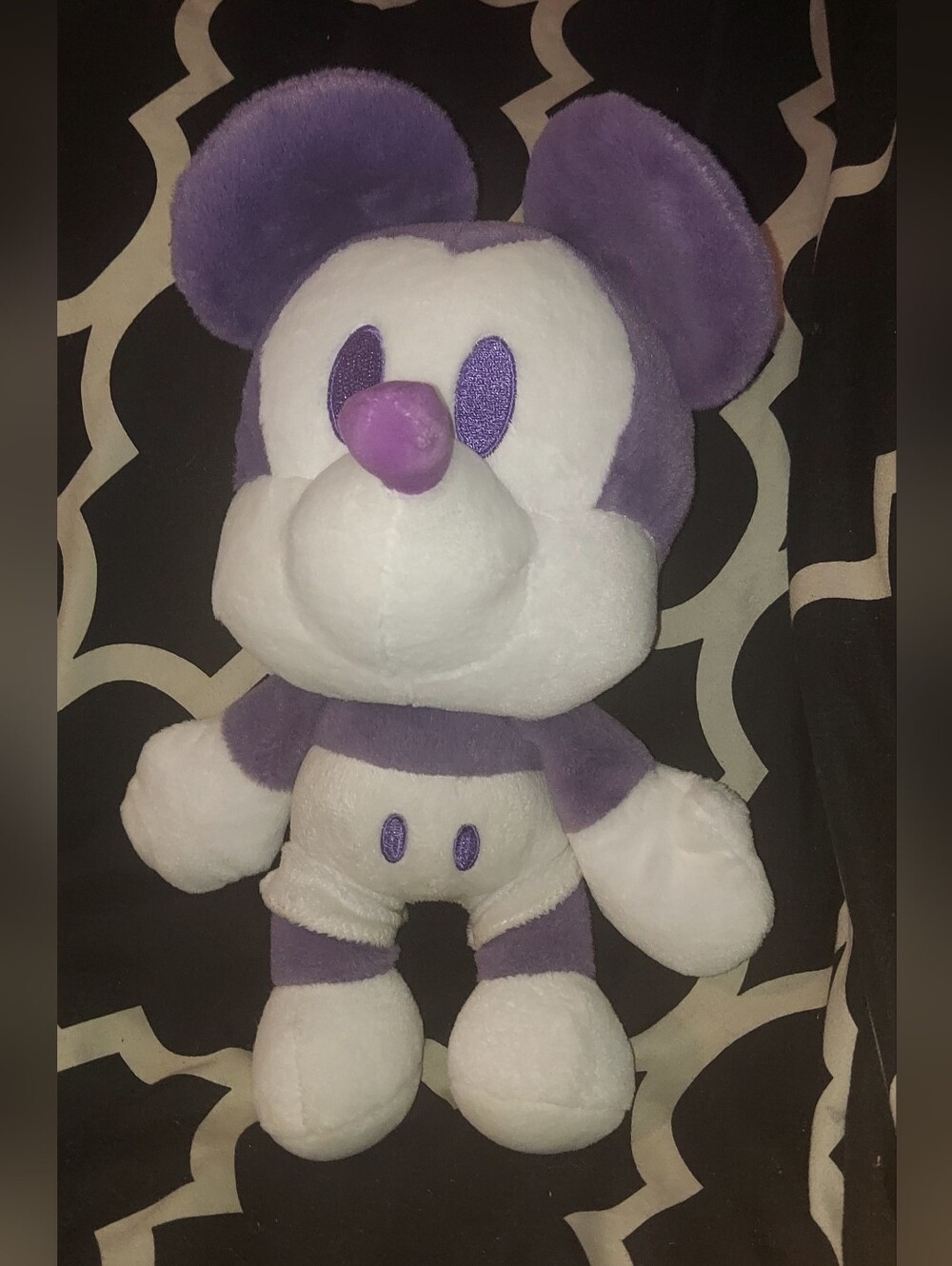 Disney Mickey Mouse Retro Monochrome Plush Doll – Pastel Purple & White